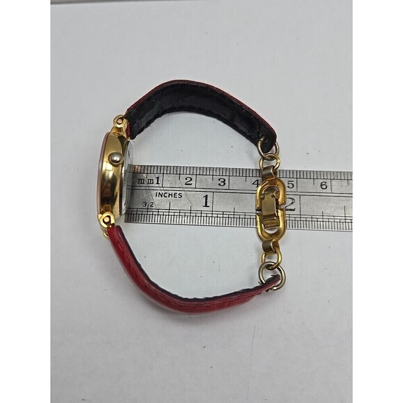 Vintage Prevue Timewear V3060 Ladies Red Enamel Bezel Watch New Battery Unique main image 9